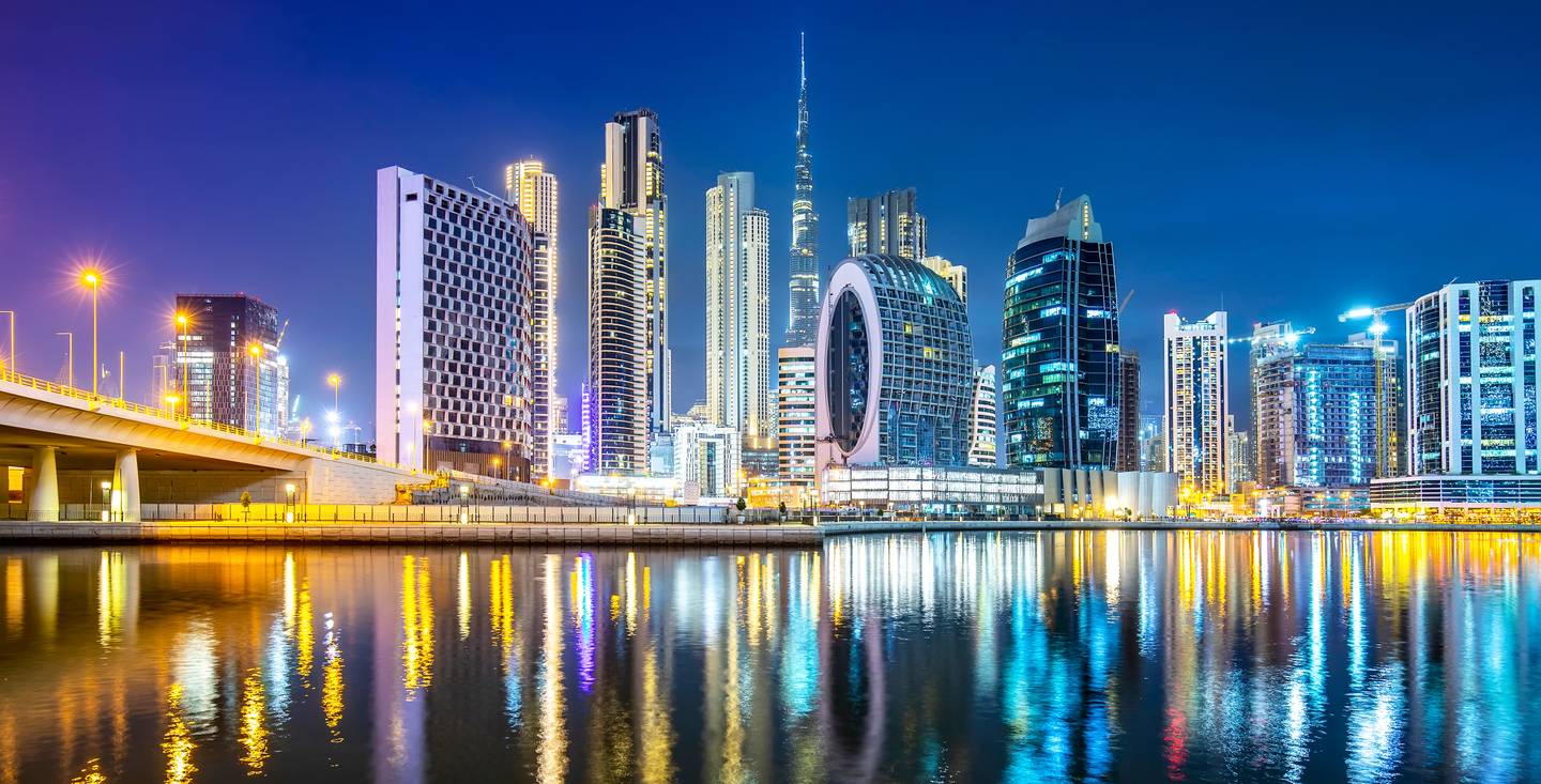 Reiseziel Naher Osten, VAE, Dubai bei Nacht Reiseziel Naher Osten, VAE, Dubai bei Nacht