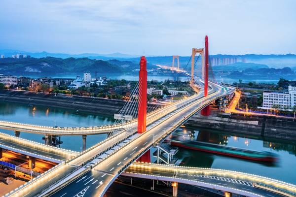 Reiseziel Asien, China, Yichang, Yangtze-Brücke Reiseziel Asien, China, Yichang, Yangtze-Brücke