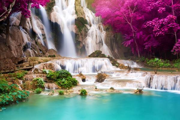 Reiseziel Asien Laos, Kuang-Si-Wasserfall Reiseziel Asien Laos, Kuang-Si-Wasserfall