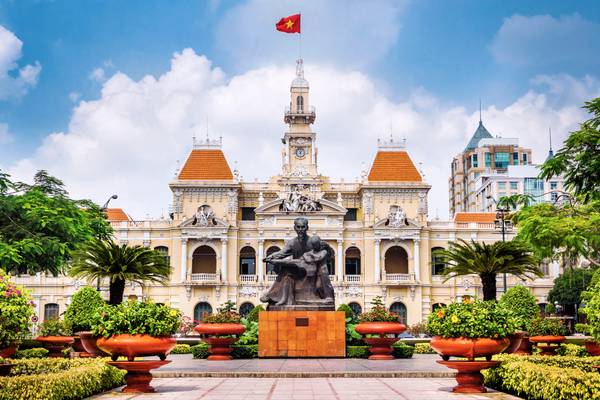 Reiseziel Asien Vietnam, Ho-Chi Minh Stadt Rathaus Reiseziel Asien Vietnam, Ho-Chi Minh Stadt Rathaus