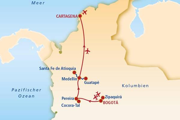 Kolumbien, Routenkarte BOGA1P