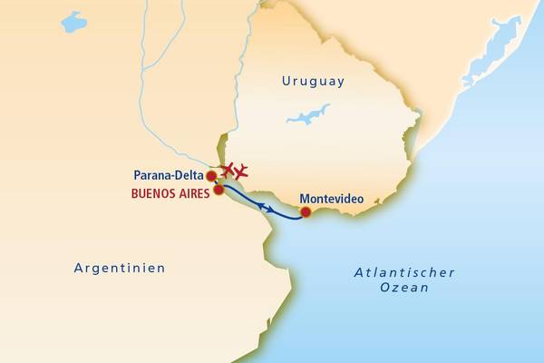 Argentinien, Uruguay, Routenkarte EZEB03