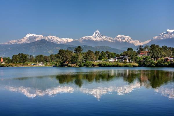 Nepal, Phewa See mit Annapura Gebirge