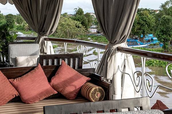 Heritage Line, Mekong Schiff Jayavarman, Club-Terasse