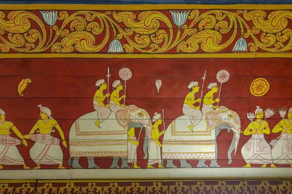 Sri Lanka, Kandy, Wandgemälde im Zahntempel