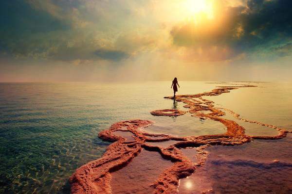 Jordanien, Totes_Meer zum Sonnenuntergang