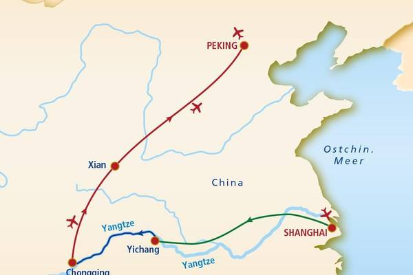 China-Die Superreise Routenkarte China-Die Superreise Routenkarte