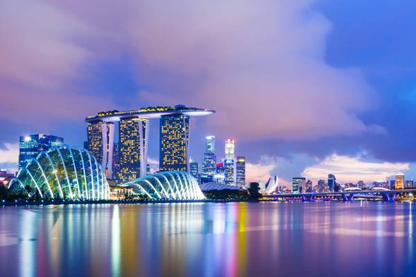 Singapur, Skyline abends